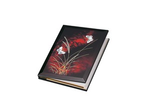 37-2801 ブック型ピクチャー べっ甲塗 武蔵野　Book type picture, tortoiseshell lacquered Musashino
