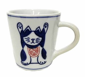 青花　コーヒー　カップ　三猫