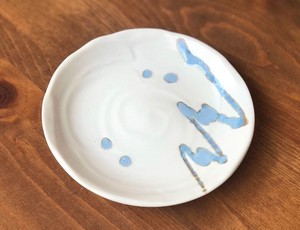こしょくまるけ　なまこ流し　土風型4.0皿　13cm【日本製　取皿　和食器　陶器　織部】ヤマ吾陶器