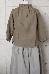 【2021新作】日本製 リネン衿ｺﾞﾑタック長袖ブラウス　No820021