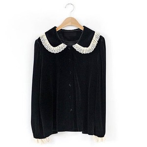 Button Shirt/Blouse black Tops Velour