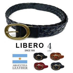 セール品 4色 LIBERO リベロ アルゼンチンレザー メッシュ ベルト リアルレザー 編み込み（ln-063）