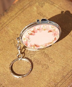 Flower Oval Mirror Key Ring