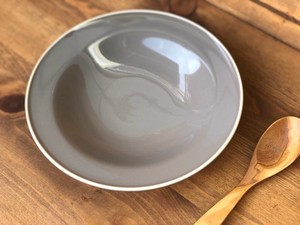 タマリム型　チャコール6.3深皿　21cm【日本製　カレー皿　パスタ皿　和食器　陶器　織部】ヤマ吾陶器
