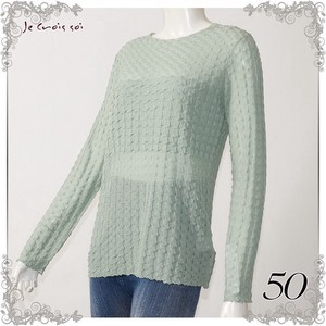 Knitted Dot Jacquard Material Dolman Crew Neck Knitted Lady