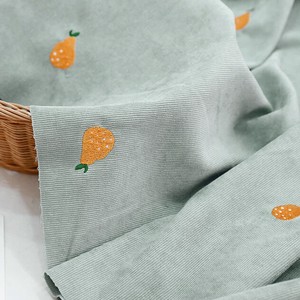 【生地】【布】【コーデュロイ刺繍生地】Big pear　デザインファブリック★1m単位でカット販売