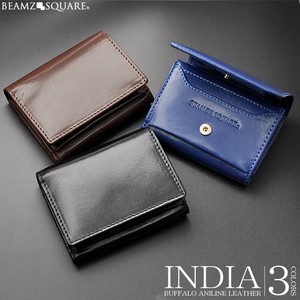 Trifold Wallet Cattle Leather Compact 3-colors