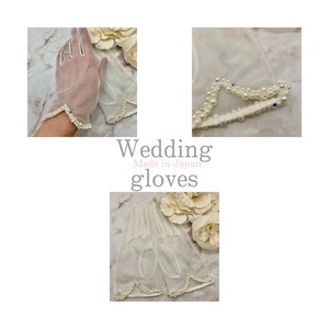結婚式　ウェディンググローブ　ハーフショートパールスワロ刺繍手袋