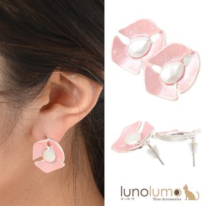 SALE Pierced Earring Ladies Metal Flower Flower Pearl Pastel Color Spring Color Mini