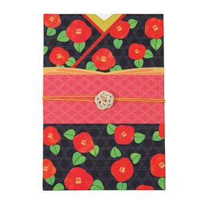 Japanese Pattern Stampbook Pouch Bag Kimono Camellia