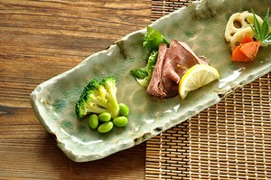 錆ビードロ変形たたきサンマ皿【さんま皿 長皿 日本製 万古焼 和食器】