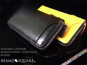 Vegetable Leather Cow Leather Round Fastener Long Wallet 2902 2 Colors SQUARE