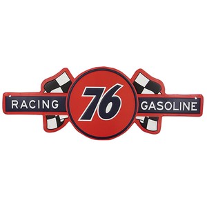 アメリカン ダイカット エンボス メタルサイン 76  RACING GASOLINE