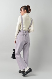 Color Twill Denim Attached Behind Lace-up Pants