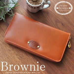 Long Wallet Cattle Leather Round Fastener Ladies