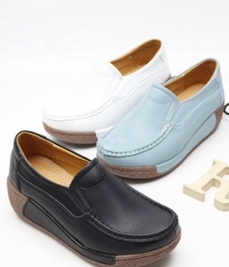 Low-top Sneakers Leather Ladies Slip-On Shoes Loafer