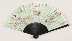 Japanese Craft Folding Fan Fabric Apparition Making Green