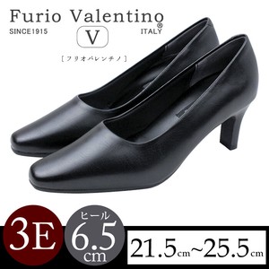 【3E/6.5cmヒール】Furio Valentinoリクルートパンプス プレーン ヒール 美脚 仕事 黒 婦人靴 冠婚葬祭