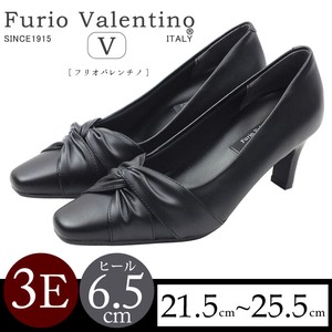 【3E/6.5cmヒール】Furio Valentinoリクルートパンプス プレーン ヒール 美脚 仕事 黒 婦人靴 冠婚葬祭