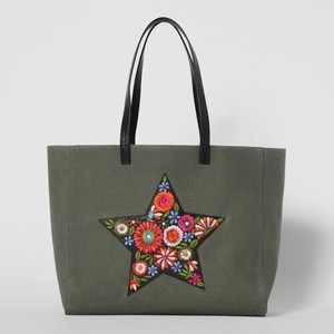 Tote Bag Cattle Leather Colorful Leather Cotton Embroidered