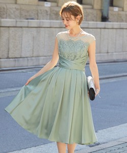 Waist Closs DeCollete Dot Lace Switch One-piece Dress Dress