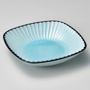 黒土化粧しのぎ6.5角鉢（ブルー）【日本製　美濃焼】