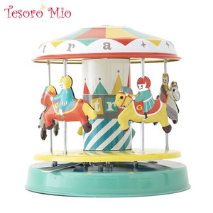 【TesoroMio】ブリキ　メリーゴーランド　ジオストラ　ブリキのおもちゃ　回転木馬