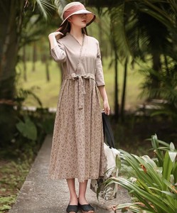 Casual Dress Long Sleeves Cotton Linen Casual Spring One-piece Dress Ladies' M NEW