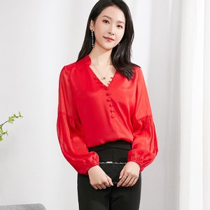 Button Shirt/Blouse Long Sleeves Spring Ladies' NEW