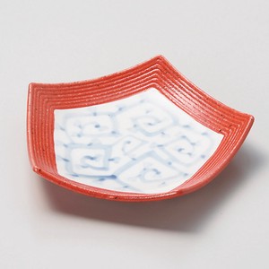 紅柚子唐草五角和皿【日本製　美濃焼】