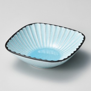 黒土化粧しのぎ4.5角鉢（ブルー）【日本製　美濃焼】