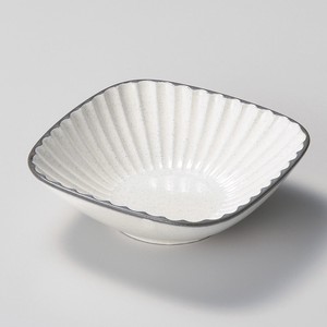 黒土化粧しのぎ4.5角鉢（ホワイト）【日本製　美濃焼】