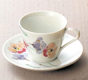 【山近泰　ポピー　コーヒー碗皿  日本製  陶器  九谷焼】