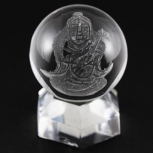 【彫刻置物】丸玉 水晶20mm (素彫り) 七福神 各種