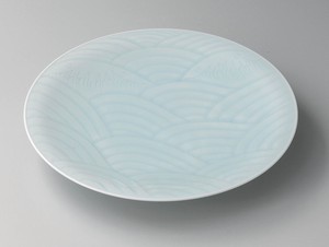 Mino ware Main Plate Porcelain Seigaiha Made in Japan