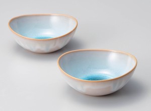 天龍窯ガラス釉　ソライロペアたわみ鉢【日本製  陶器  萩焼】
