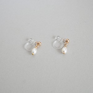 〔14kgf〕淡水パール一粒フックノンホールピアス (イヤリング) (pearl  earrings)