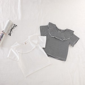 Kids' Short Sleeve Shirt/Blouse Plain Color T-Shirt Border Short-Sleeve
