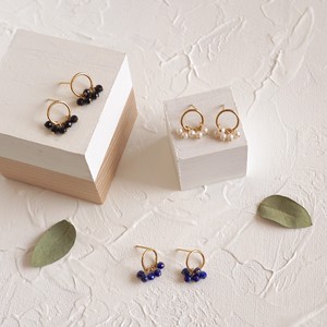 〔14kgf〕サークルピアス (pearl natural stone　pierced earrings)