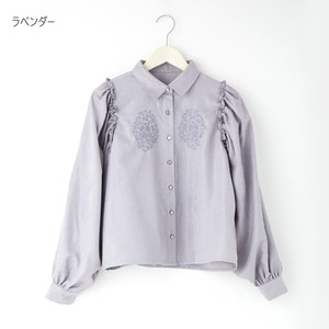 Button Shirt/Blouse Voluminous Sleeve Embroidered