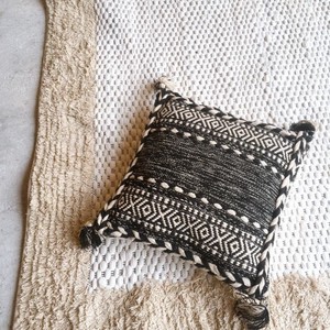 Weaving Cushion Cover Black Fringe