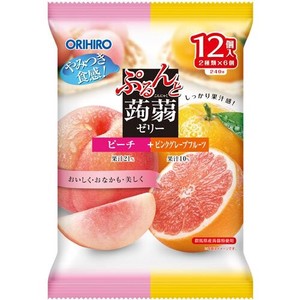 ぷるんと蒟蒻ゼリーパウチ　ピーチ＋ピンクグレープフルーツ　12個
