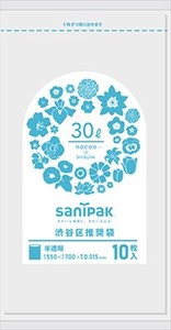 CT3C 渋谷区推奨袋30L10P 半透明 コンパクト包装 【 ゴミ袋・ポリ袋 】