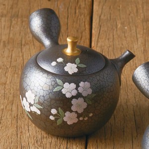 TOKONAME ware Tenmoku Circle Shape Sakura Japanese Tea Pot