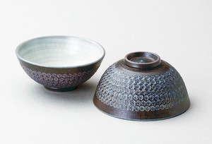 敏也窯　南蛮三島詰　組飯碗【日本製  陶器  京焼・清水焼】