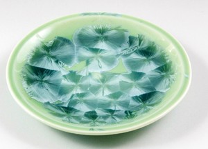 陶あん窯　花結晶（緑）　銘々皿【日本製  磁器  京焼・清水焼】
