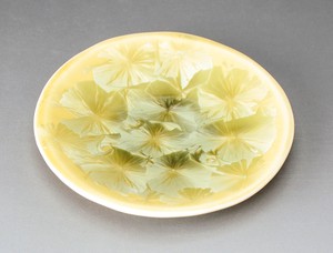 陶あん窯　花結晶（黄）　三寸皿【日本製  陶器  京焼・清水焼】