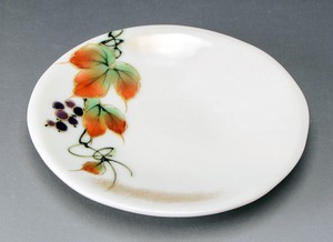 陶あん窯　四季の花（山葡萄）　三寸皿【日本製  磁器  京焼・清水焼】
