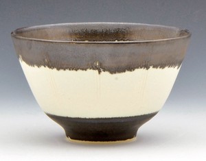 花月窯　黒輪線紋　飯碗【日本製  陶器  京焼・清水焼】
