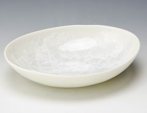 陶あん窯　花結晶（白）　楕円鉢（小）【日本製  磁器  京焼・清水焼】